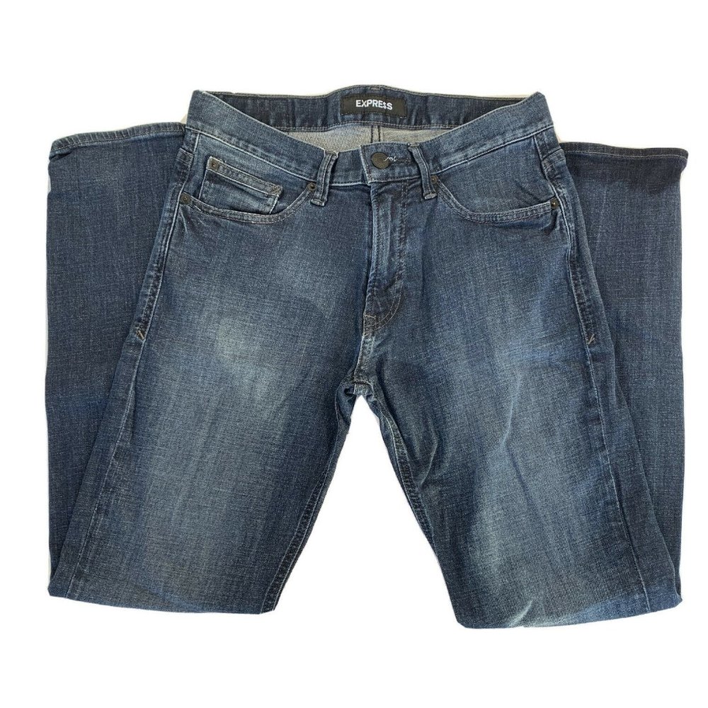Express Mens Jeans Straight Leg Stretch 30x32